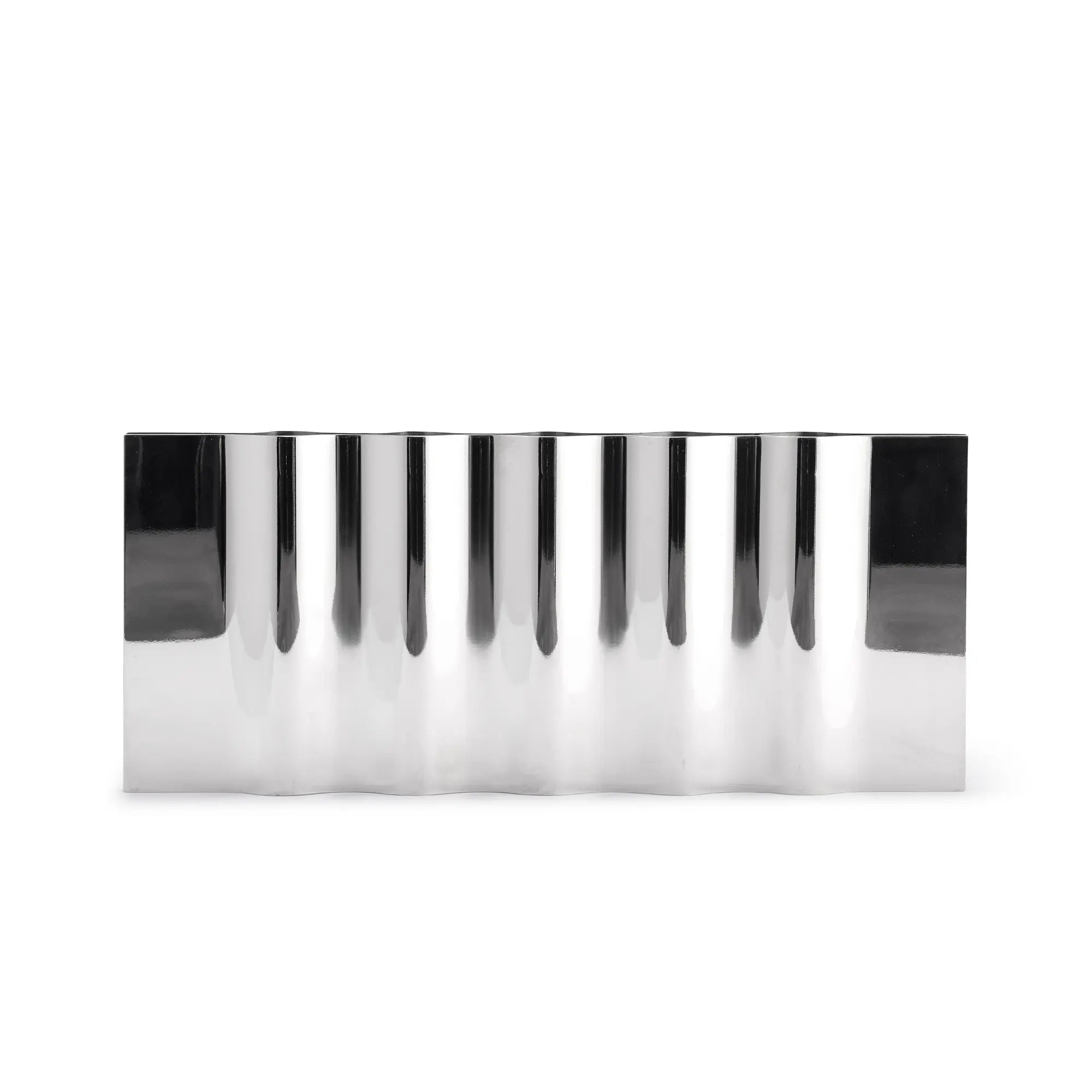 Modern stainless steel Ripply Candle Holder with elegant wave design and polished finish