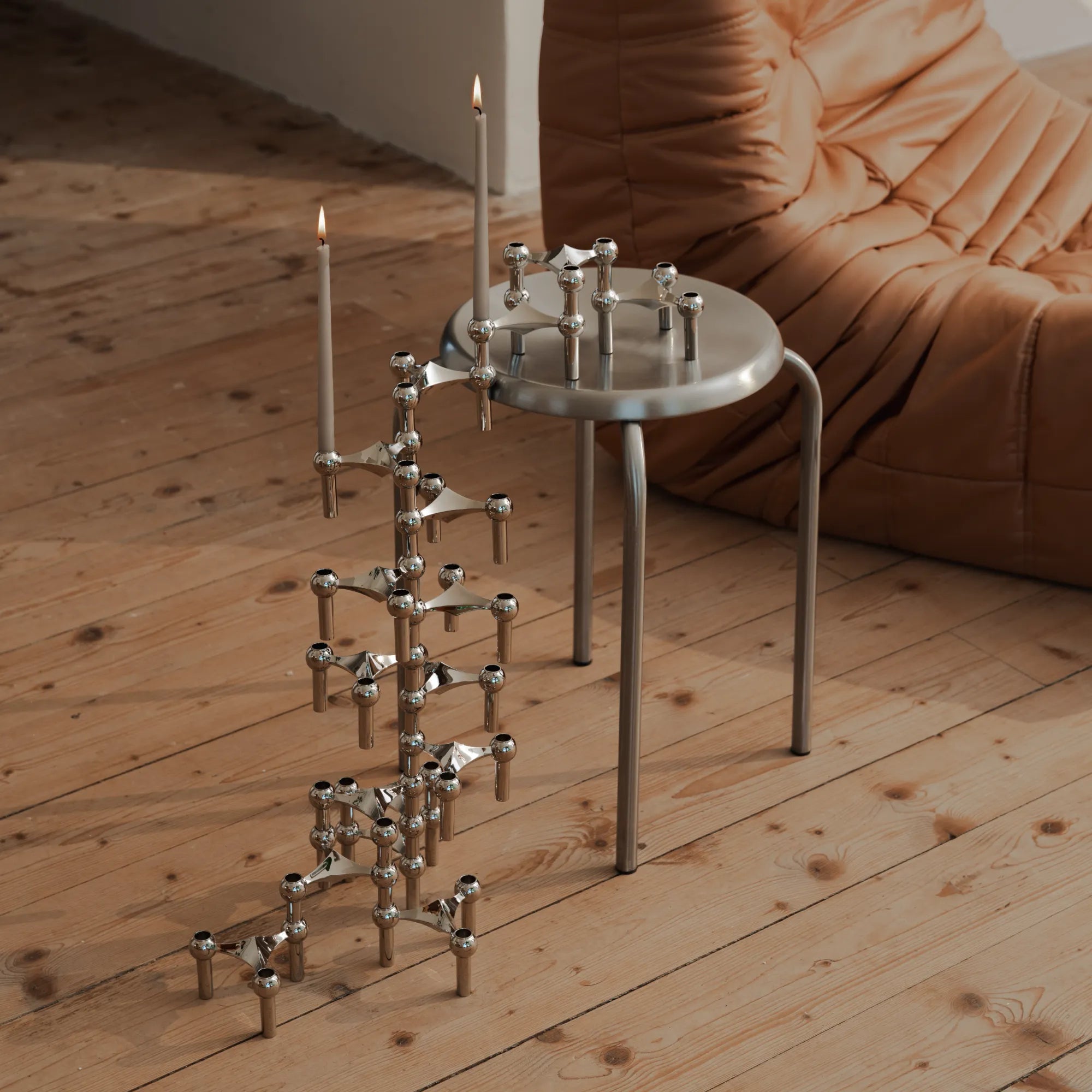 Modular candle holder with mix-and-match components for unique look