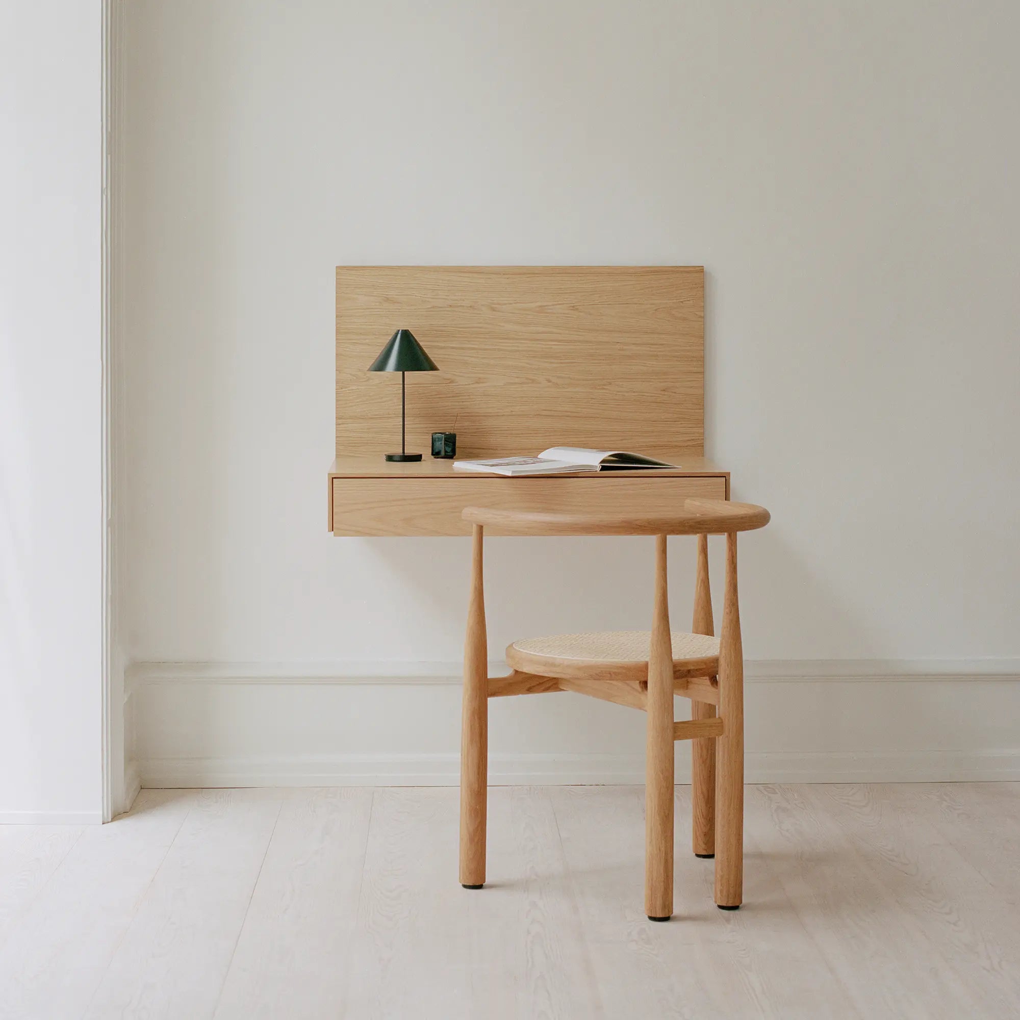 Tana Wall Mounted Desk with hidden compartments and fold-down writing surface