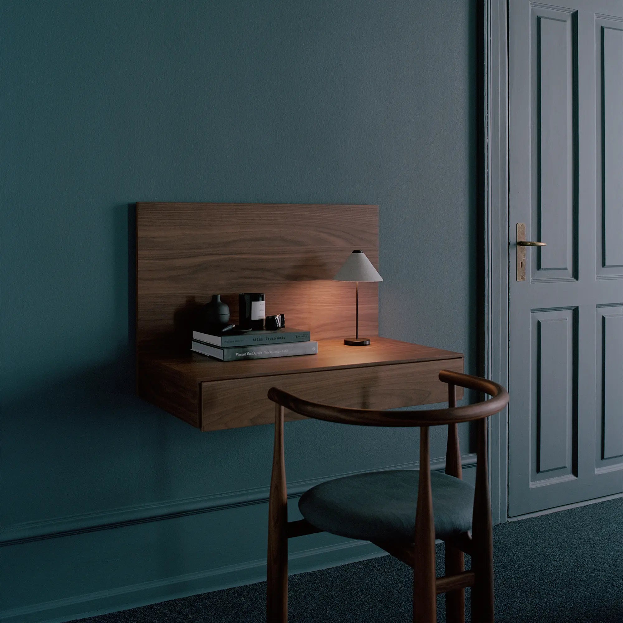 Minimalist Tana Wall Mounted Desk in Espresso Wood Finish