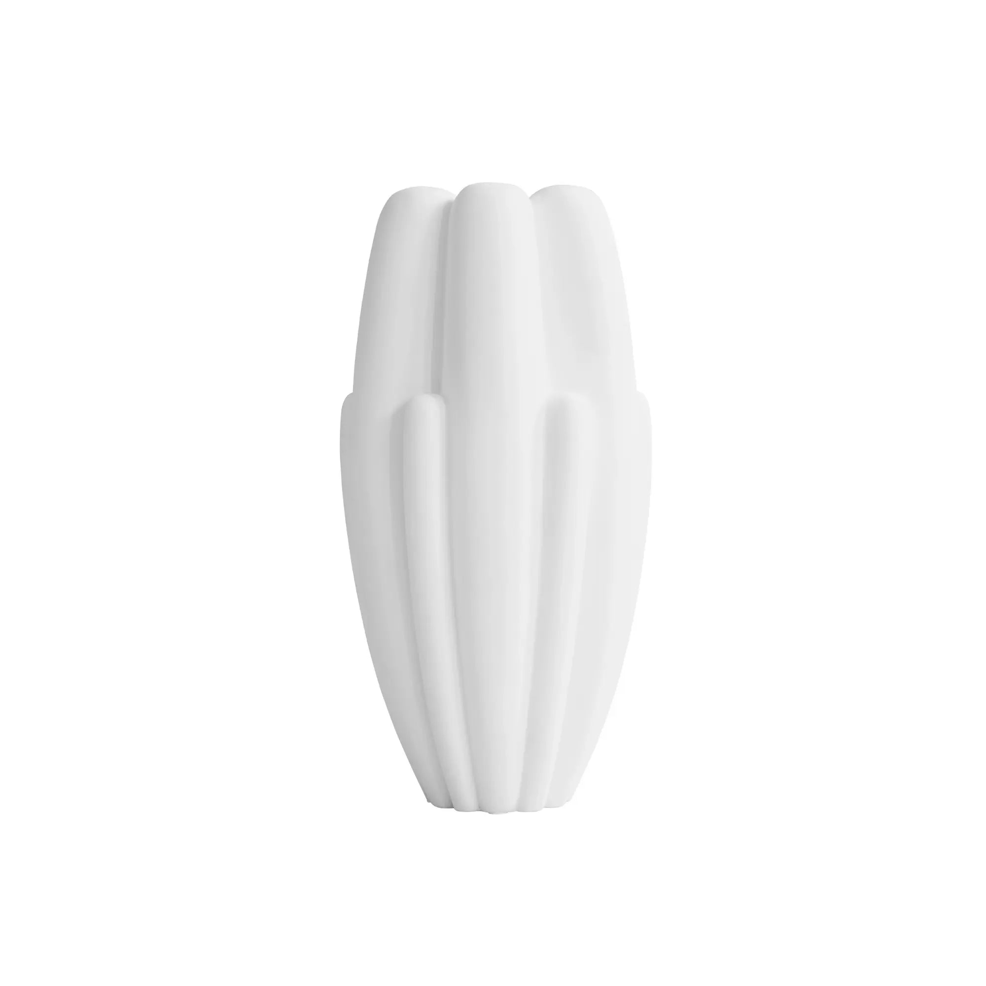 Bloom Slim Vase - Big in elegant white marble finish with gold accents