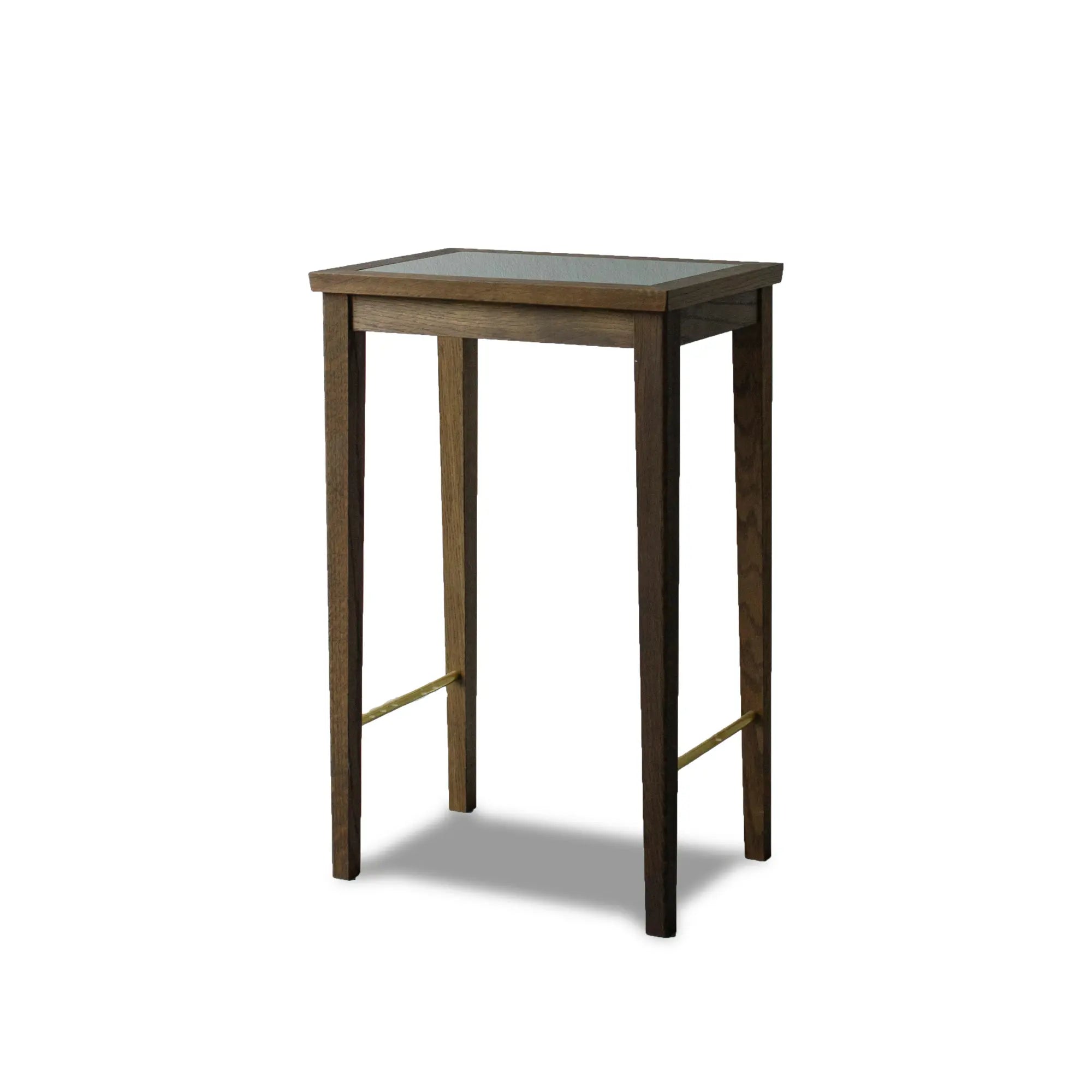 No 1 Side Table in White Oak with Brass Accents