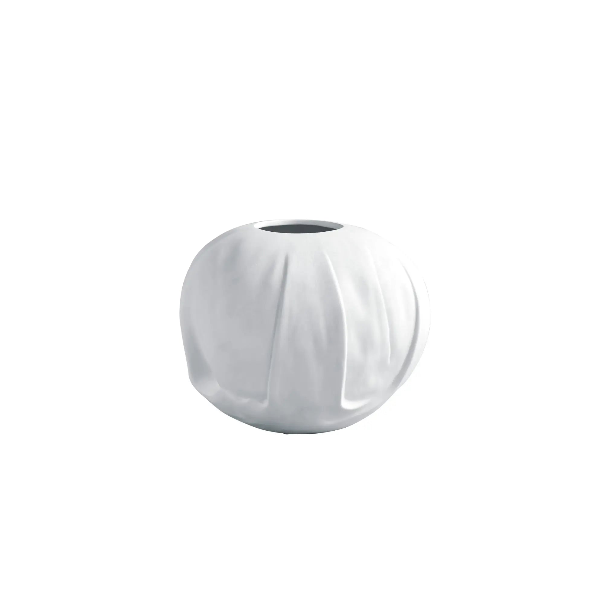 Orimono Vase - Medio in sleek white ceramic with textured surface