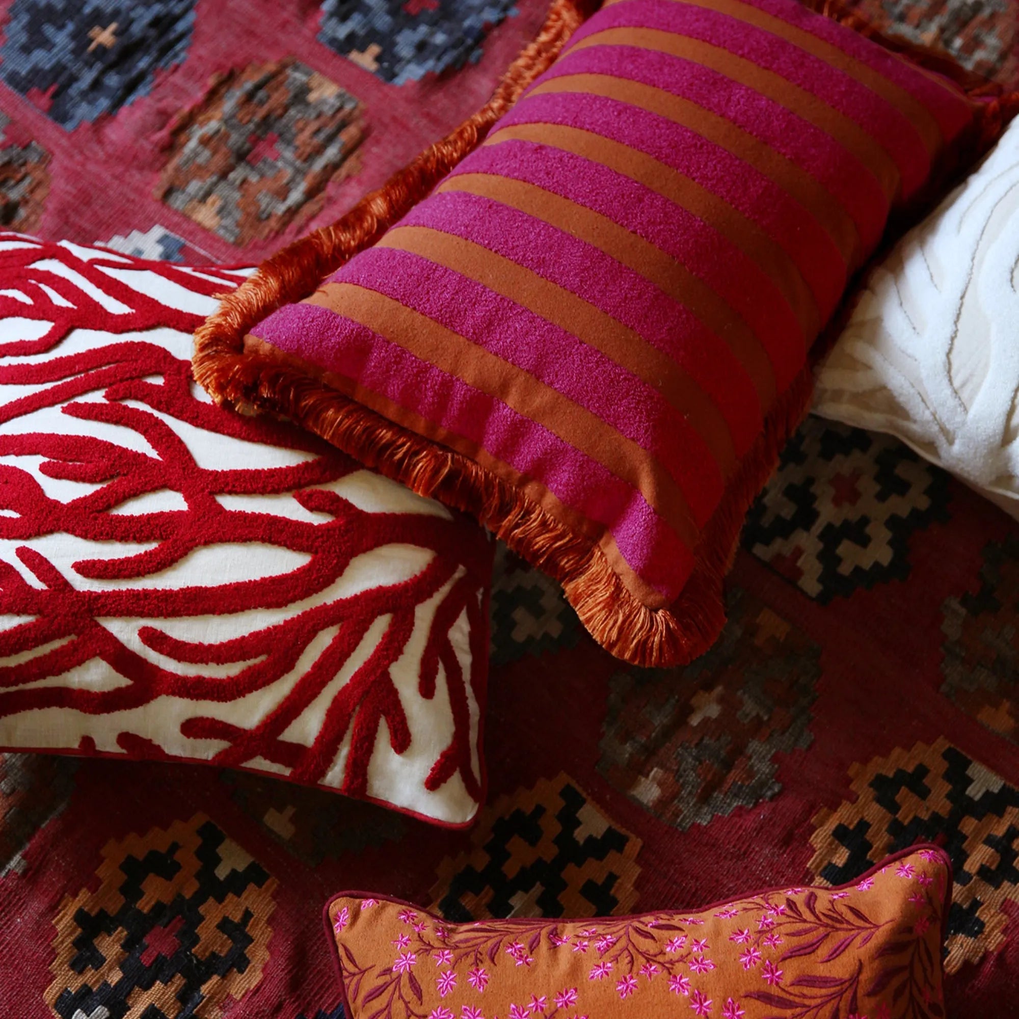 Lauren Cushion in intricate embroidery for a handcrafted feel