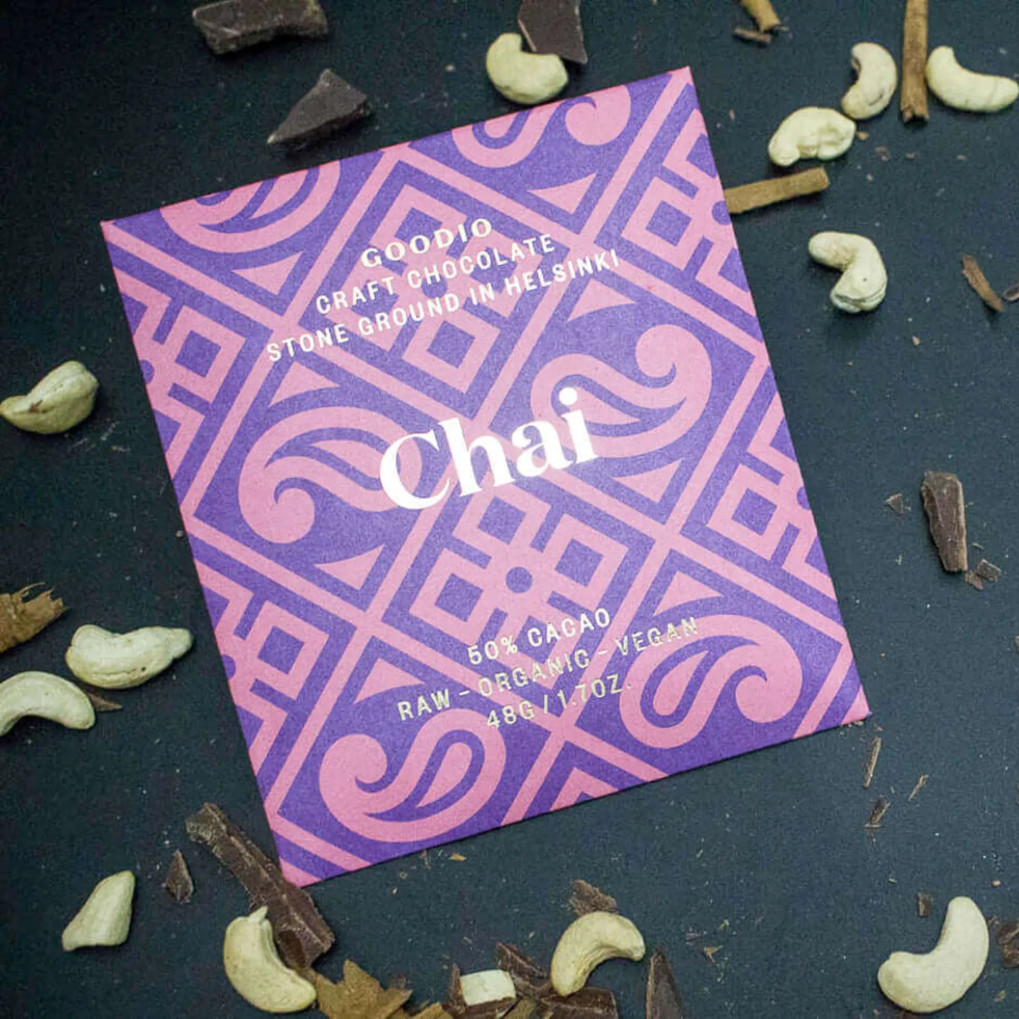 Handcrafted Chai Chocolate 50% bar with ethically sourced ingredients