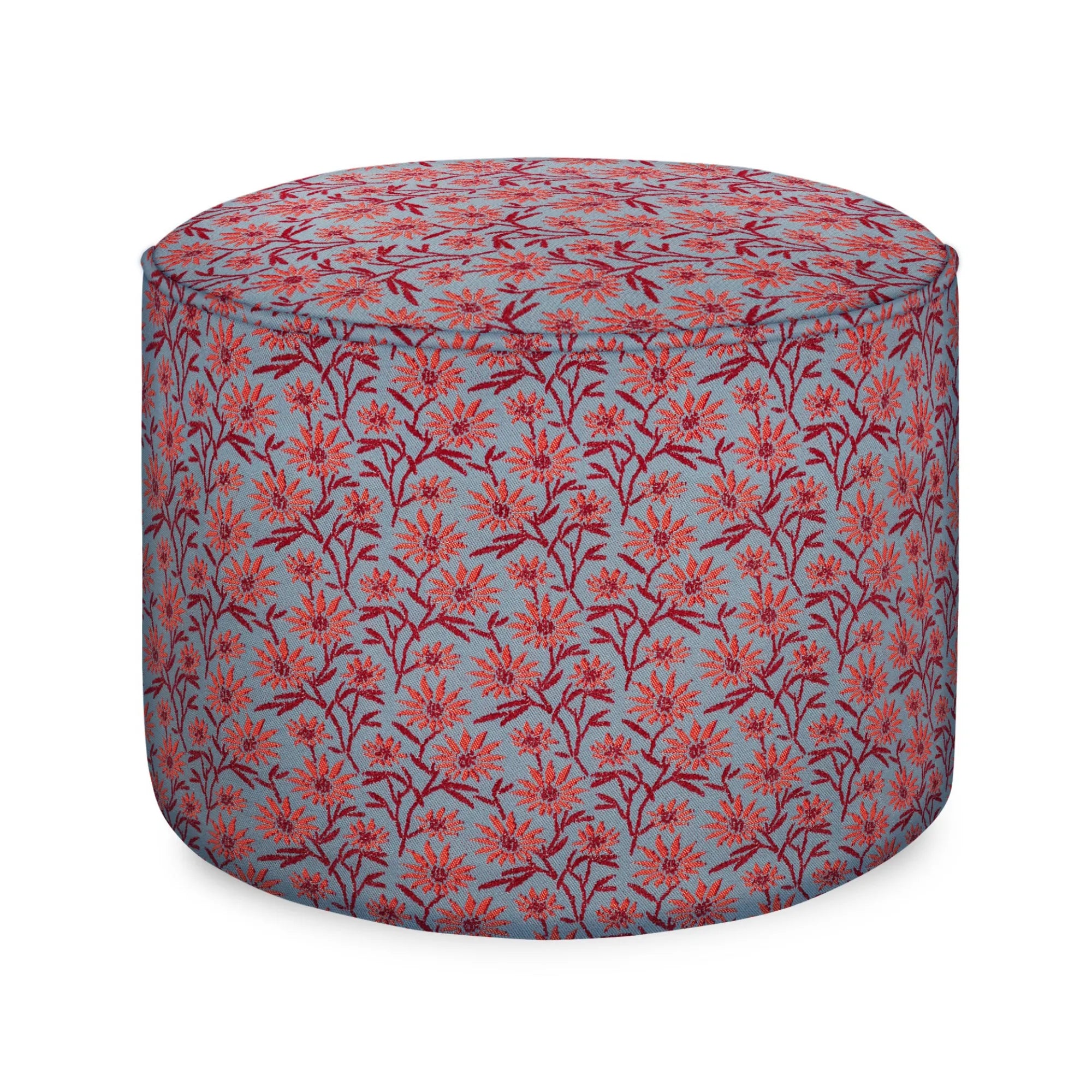 Small Mako Pouf in vibrant red, adds a pop of color to any room